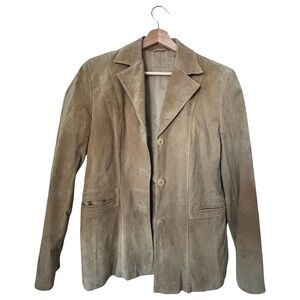 BEIGE GENUINE SUEDE BLAZER